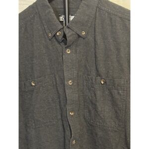 Gander Mountain Guide Series Flannel Shirt Men Large Charcoal Gray Button Up